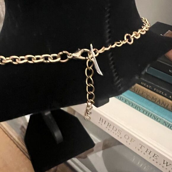 Vintage spoon bib yarn metallic statement Necklace. - Picture 3 of 5